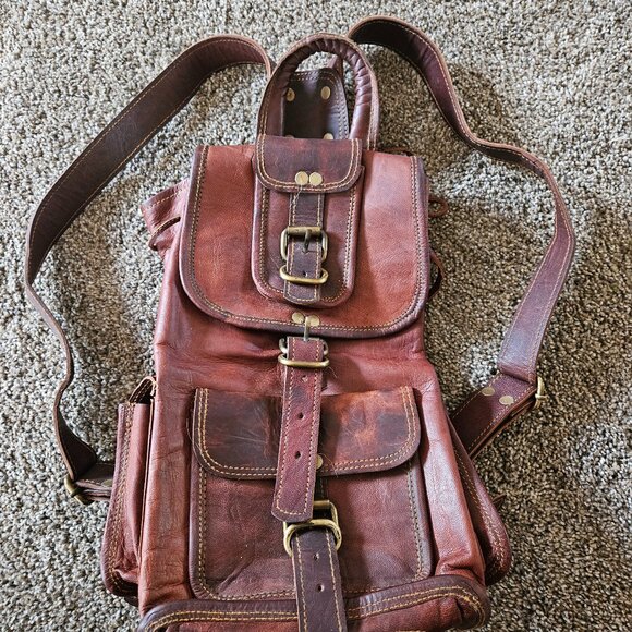 Leather backpack purse main image 4